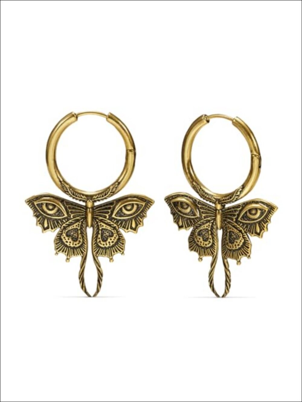 Gothic Butterfly Eye Earrings 18G Huggie Drop Hoops 925 Sterling Silver Post